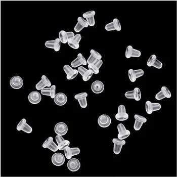 

50pcs/lot Earrings Jewelry Accessories Silicone Barrel Bullet Plastic Ear Plugging Blocked Earring Backs Stoppers Ear