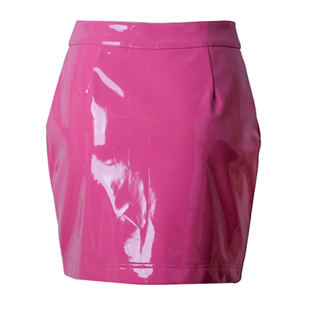 Модная Новая женская искусственная кожа однотонная облегающая юбка на молнии с карманами и пуговицами с высокой талией уличная тонкая