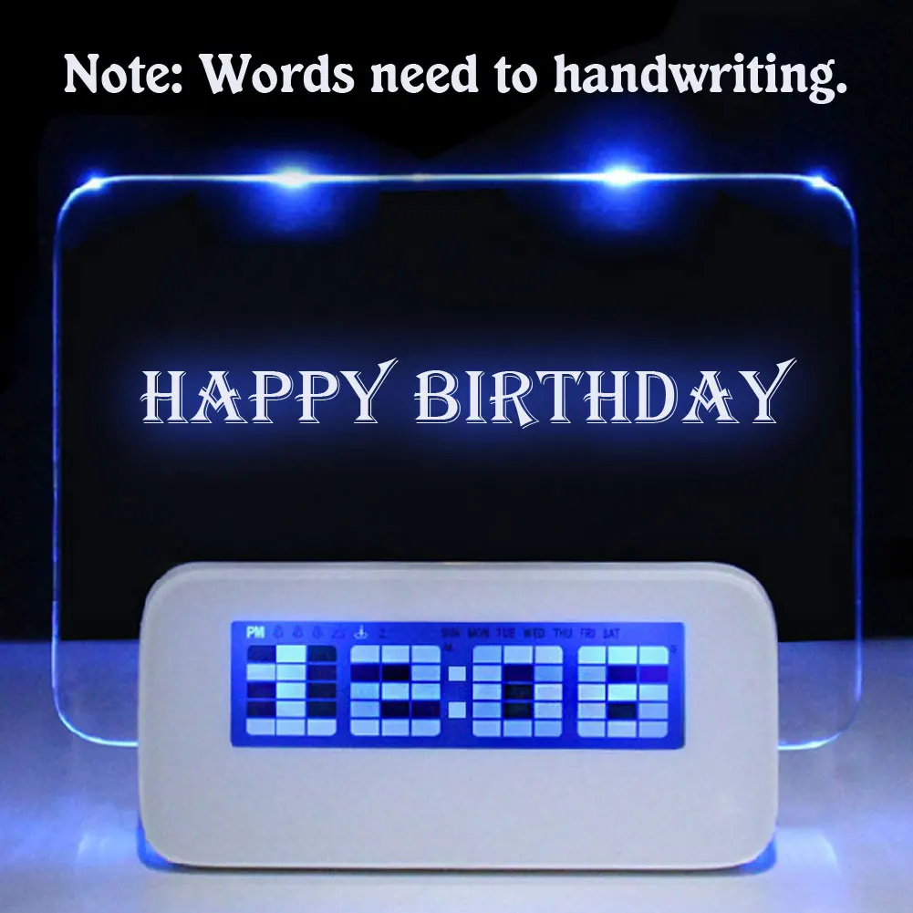 Fluorescent Alarm Clock Blue Led Digital Clock Message Board Usb 4 Port ...