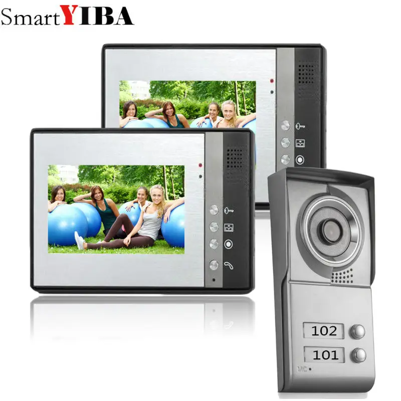SmartYIBA 2 Unit Apartment Video Intercom 7 Inch Video Door Phone Doorbell Intercom System IR Door Camera SmartYIBA 2 Unit Apartment Video Intercom 7 Inch Video Door Phone Doorbell Intercom System IR Door Camera