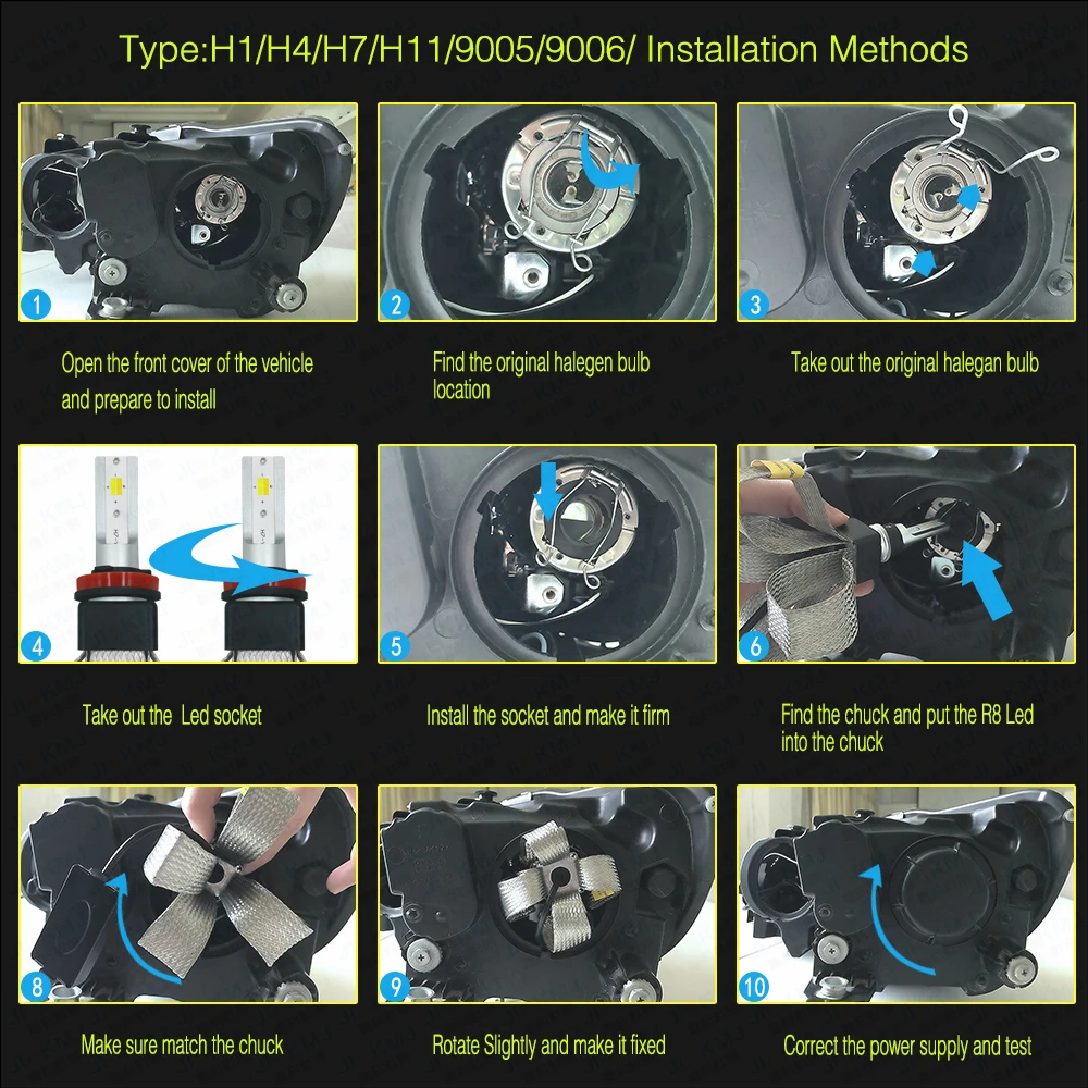 T9-H8/H9/H11 светодиодный фар автомобиля 3 цвета temperatureswitch свободно 3000 К 4300 К 6000 К 60 Вт 9600LM водонепроницаемый изюминкой высокого качества