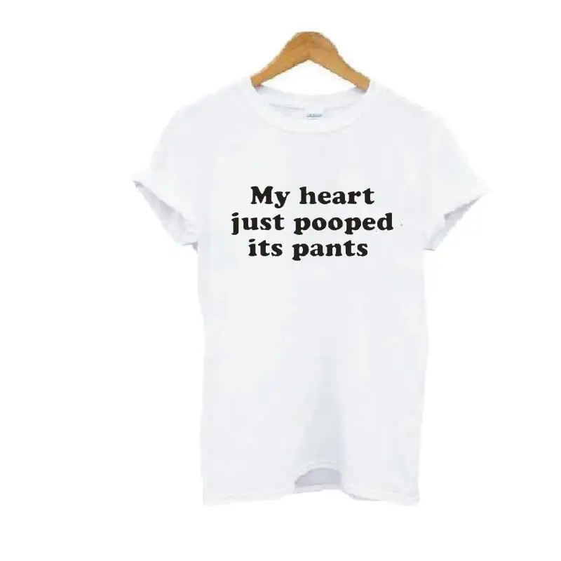 Женская футболка с надписью My Heart Just poped's Pants Модная белая короткими рукавами