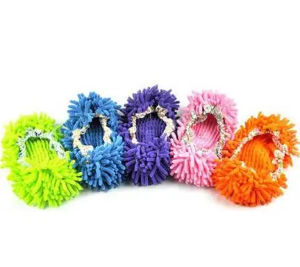 1 пара шенилловых ленивых тапочек моющиеся домашние тапочки для уборки ленивого пола уборка пыли покрытие для обуви цвет выбирается случайным образом - Цвет: Random color