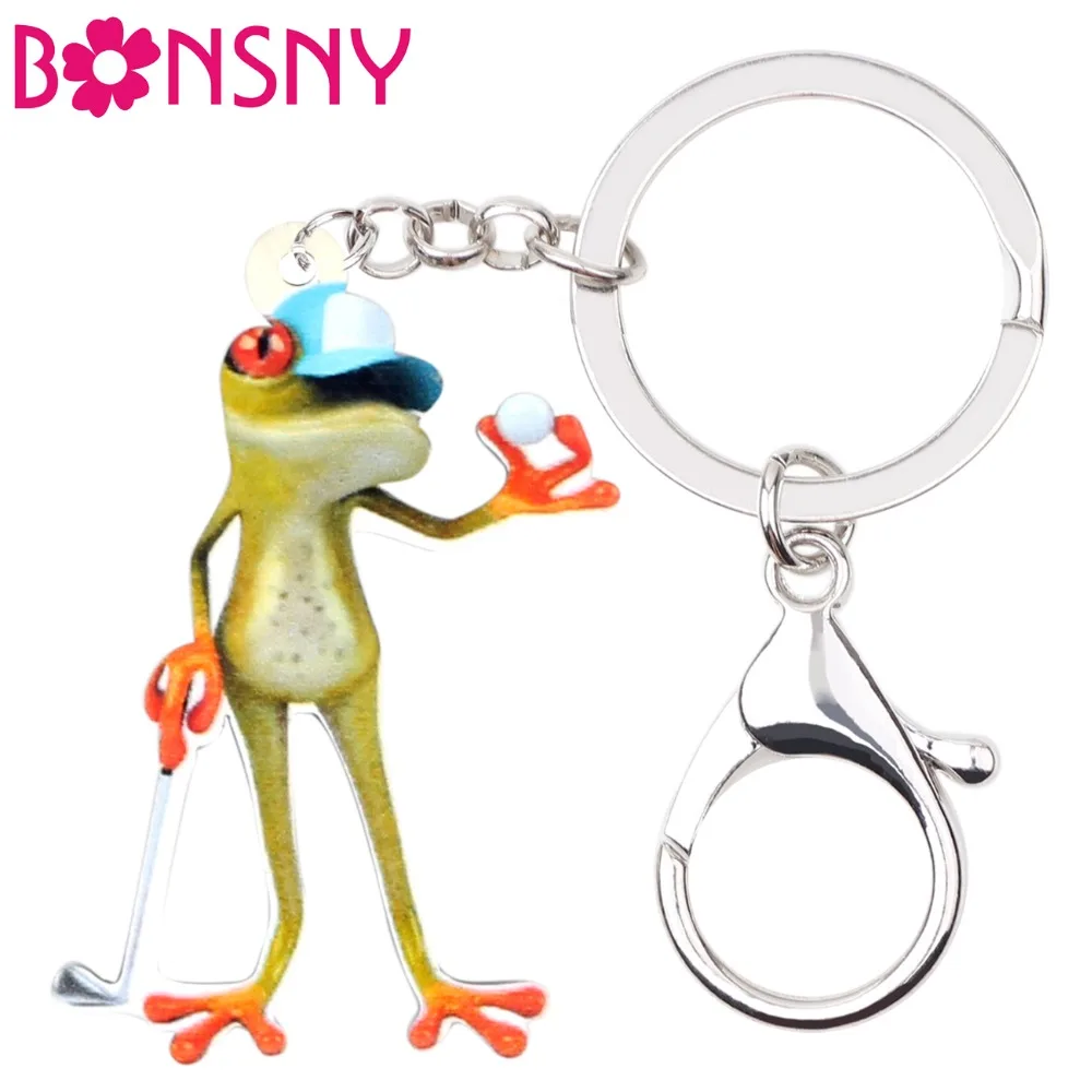 Bonsny акриловый брелок для ключей в виде мультяшной лягушки держатель милое