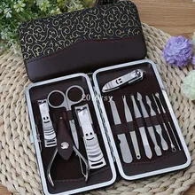 50 компл./лот 12 в 1 маникюрный набор для ногтей набор по уходу за ногтями Набор педикюра, ножницы, пинцет, Ножи для бровей, ушным пинцетом, практичный набор маникюрных инструментов