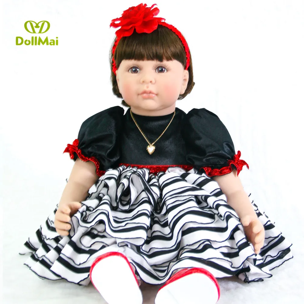

60cm Silicone Reborn Babies Princess Dolls Toddler Vinyl Simulated bebe Doll Reborn Christmas Gift Cotton Body Baby Alive boneca