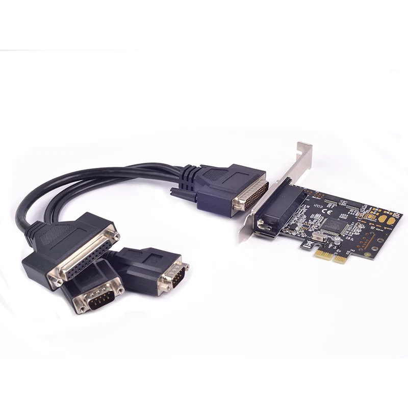 

PCI-e PCI express to 2 Serial RS232+ 1 Parallel Ports PCIe I/O Card MosChip MCS 9901