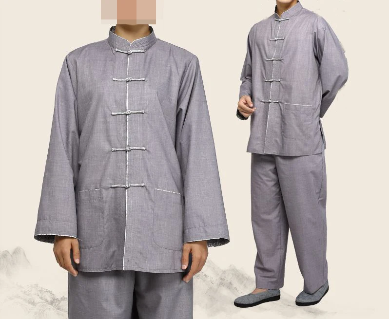 UNISEX gray Buddhism Shaolin suits zen uniforms cotton zen comfortable