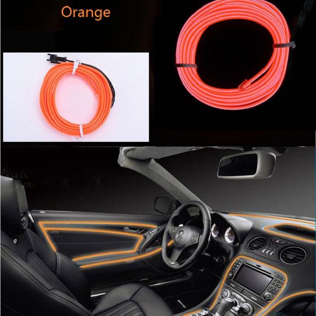 12V USB Car Interior Lighting Auto LED Strip 1M/2M/3M/4M/5M EL Wire Rope Tube Line flexible Neon Light With Cigarette Drive