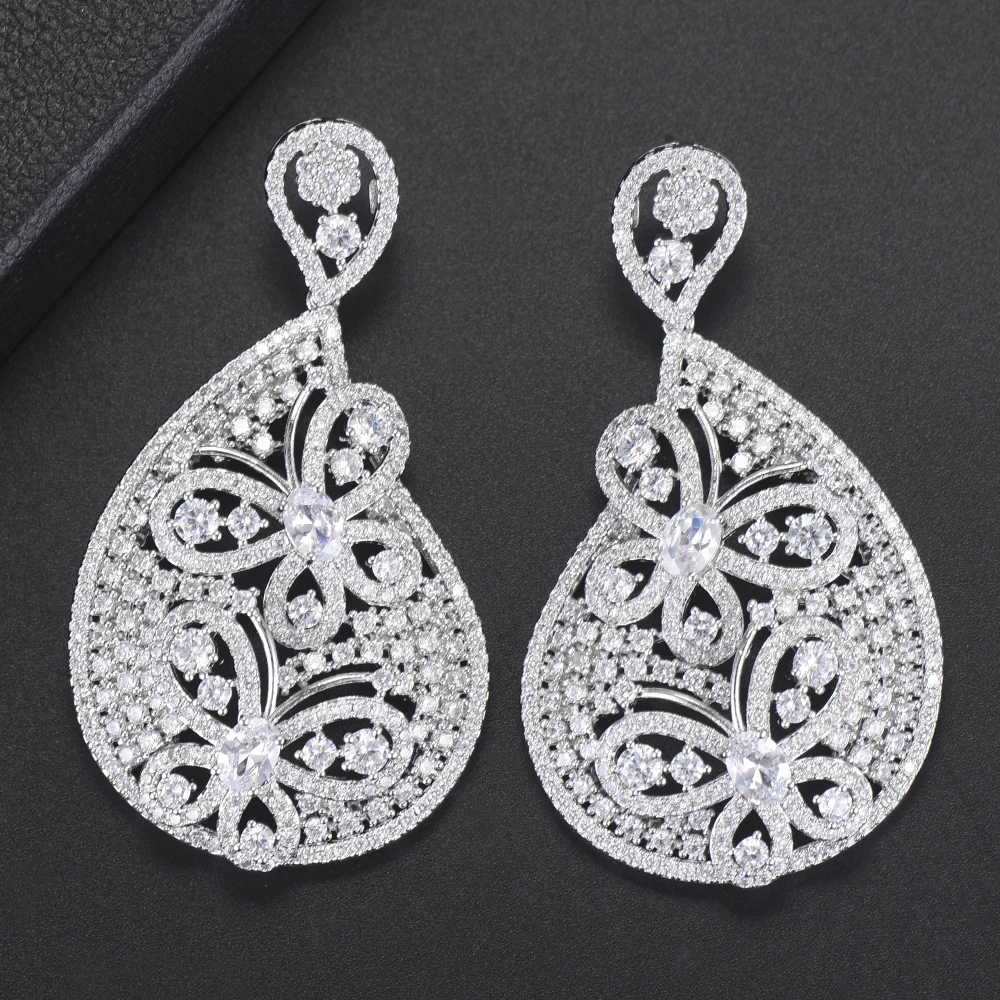

Deluxe Cubic Zirconia Inlaid Bridal Jewelry Drop Earrings Dangle Earrings For Women Fashion Jewelry boucle d'oreille femme