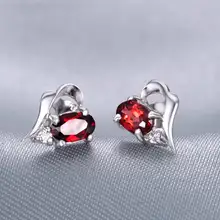 Натуральный Красный Гранат Серьги гвоздики 925 пробы серебро женский изящный драгоценный камень ювелирные изделия девушка камень день рождения Валентина рождественский подарок