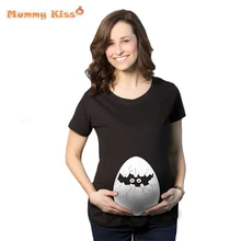 Summer Pregnant Maternity T Shirts Funny Cartoon Printed Pregnant Women Tops Plus Size Broken Shell Woman