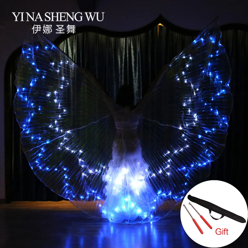 

Adults Wings Colorful LED Dance Props Newest LED ISIS Wings Belly Dance Professional Accessory Belly Dance LED Wings With Sticks