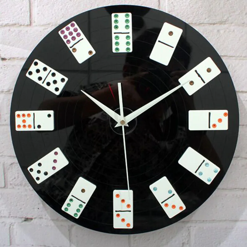 

Dice Decorative Wall Clock Black Hanging Vinyl Record Clock Modern Design Poker Chip Interior Decor Unique Gifts