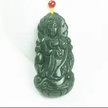 Xinjiang hetian яшмовая Гуаньинь подвеска стерео стоящий мужской деньги Лотос кулон «Бодхисаттва»