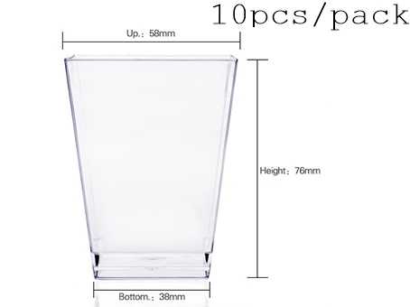 Акция-вечерние принадлежности для свадьбы, 55*35 мм/70 мл одноразовая пластиковая посуда прозрачная мини десертная квадратная миска, 10/упаковка - Цвет: Белый