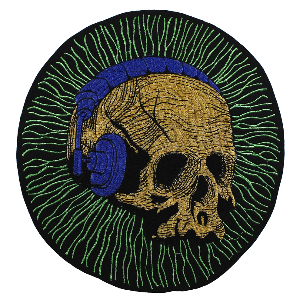 

10pieces Embroidery Music Skull Back Patches Iron on Sticker Embellishment Badges Backpatch for Clothes Sewing Supplies TH1312