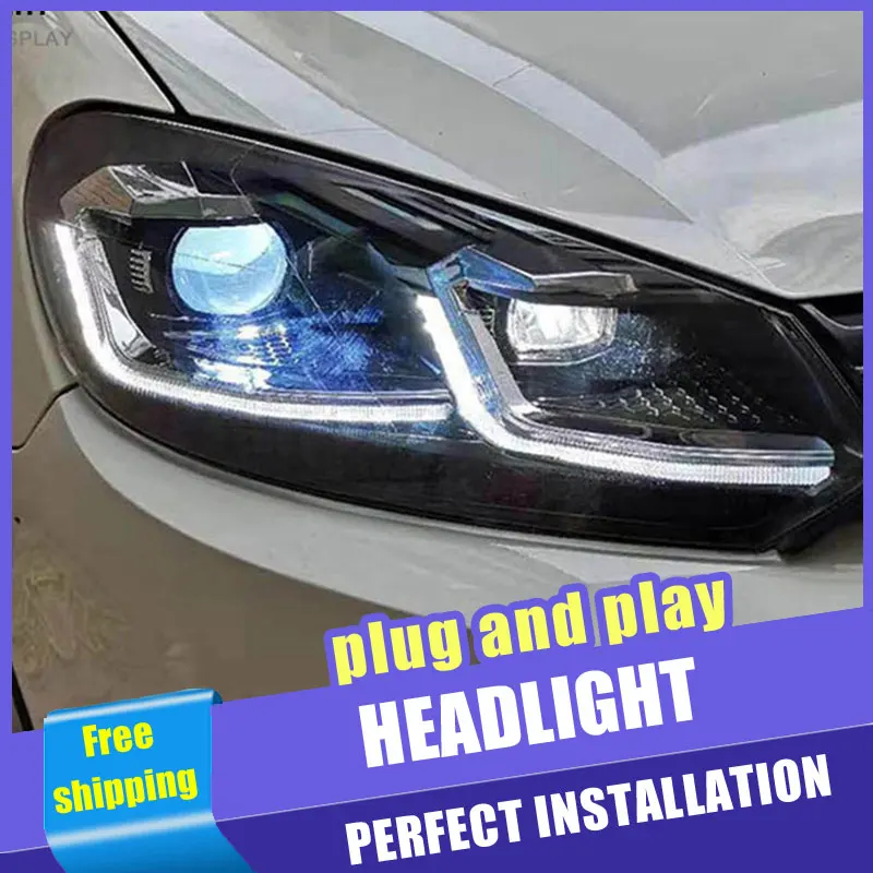 Preise 2PCS Auto Stil LED scheinwerfer für Volkswagen Golf 6 09 13 für Golf 6 kopf lampe LED DRL objektiv Doppel Strahl H7 HID Xenon bi xenon le