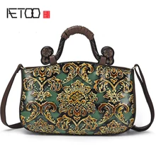 AETOO новая кожаная дамская сумочка из воловьей кожи, Европейская и американская модная женская сумка, Ретро сумка на плечо крестик