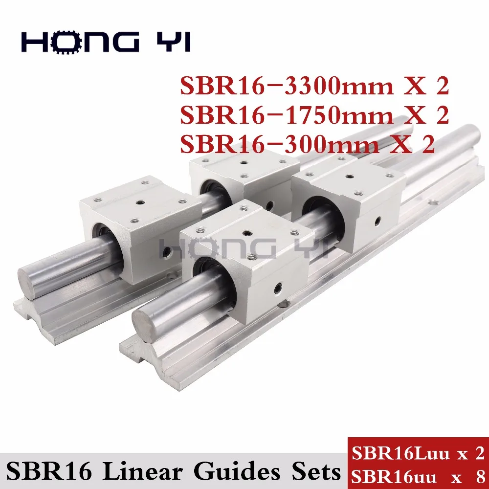 

2 pcs SBR16 L =3300/1750/300mm Linear Rails + SBR16UU SBR16Luu straight-line motion block (can be cut any length)