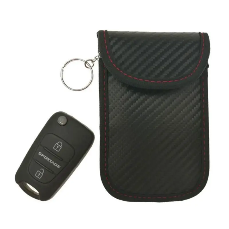

High Quality Portable Key Fob Signal Blocking Cage Protector RFID Blocking Car Keys Carbon Fiber Texture Organizer
