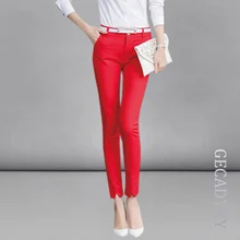 Formal Ladies Office Work Wear Trousers 2018 Spring Summer Women OL Style Black Red Capris Pants Female Pants S-XXL