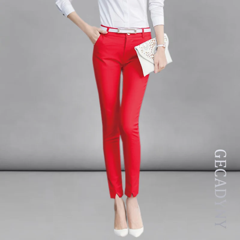 

Formal Ladies Office Work Wear Trousers 2019 Spring Summer Women OL Style Black Red Capris Pants Female Pants S-XXL