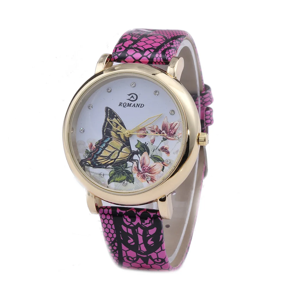 3D beautiful laser butterfly print dial ladies watch-in ...