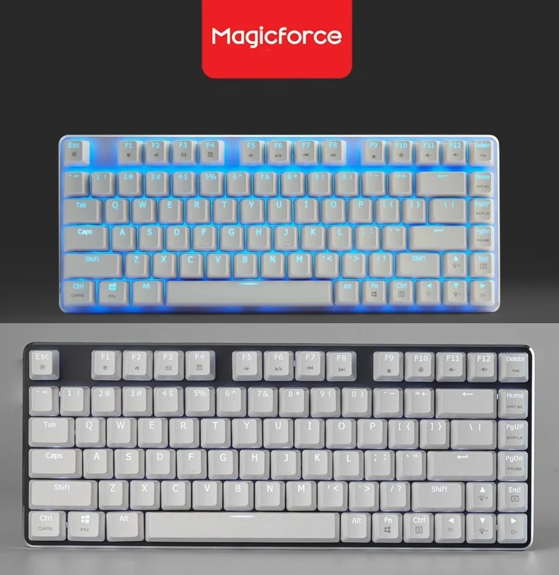 Все новые Magicforce 82 ключ USB проводной с подсветкой эргономичная Механическая игровая клавиатура Gateron/Cherry переключатели; Ice-Blue подсветка