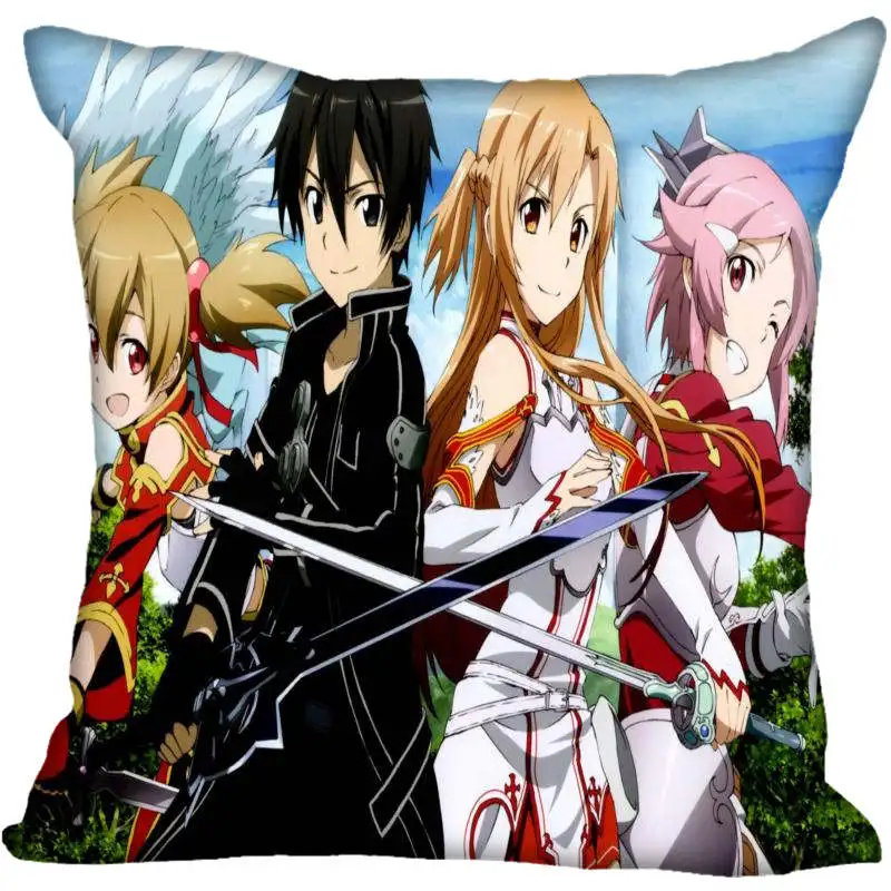 

45X45cm,40X40cm(one sides) Pillow Case Modern Home Decorative Sword Art Online Pillowcase For Living Room Pillow Cover