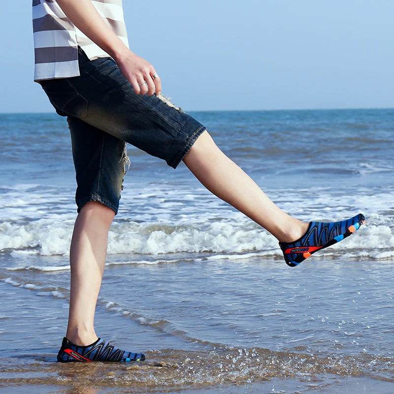 Мужская и женская быстросохнущая обувь для плавания, летняя Уличная обувь для плавания, пляжные тапочки для серфинга, полосатая водонепроницаемая обувь