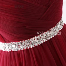 Vivian's Bridal Sweetheart Burgundy Evening Dress A Line Backless Prom Dress Sequin Belt Tulle Formal Evening Gown 16422