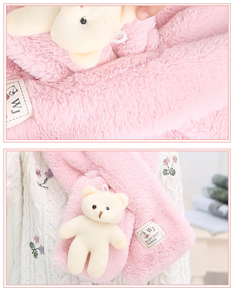  Rabbit Hair Scarf Cute Bear Doll Cross Scarf New Fashion 2018 Autumn And Winter Outdoor Wild Warm Solid Color Scarf GCG66 (1)