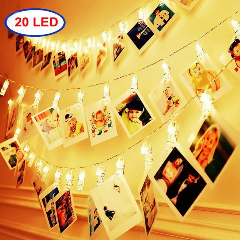 

20 LED String Lights Po Clip Battery Luminaria Year Christmas Decoration Light For Home Decorative Decor New