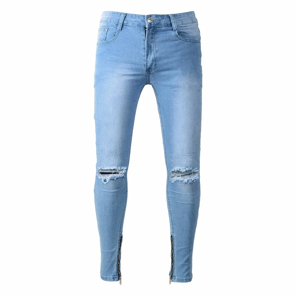 

Top quality 2020 Fashion Casual men jeans men's blue slim hip hop beggar teenagers ripped hole locomotive fold Distressed pants