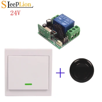 

Sleeplion 24V 10A 1CH Wireless Relay Wall Button Press On/Off Switch Transmitter+24V Receiver For LED Lamp Light Door Motor Kit