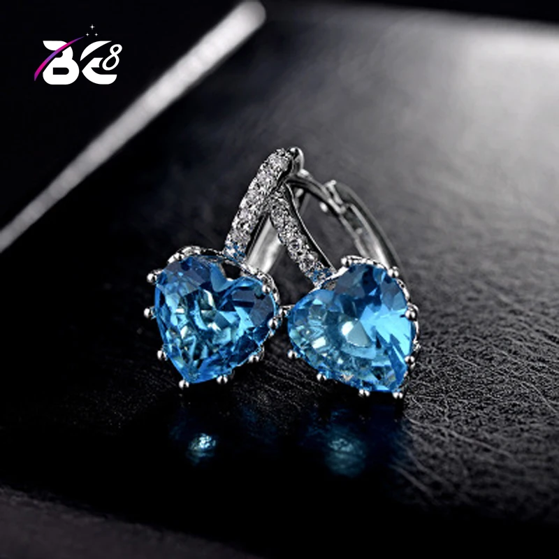 Be 8 Hot Party Earrings Fashion Trendy Love Heart Shape Hoop Blue Colour Statement for Women Gift E587 |
