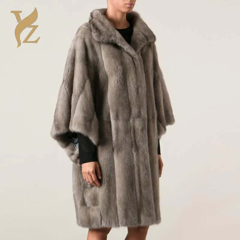 European Popular Iron Grey Fur Coats For Women Full Pelt Mink Fur From
