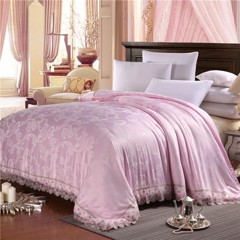 

2018 Phoenix Leaves Mauve Embroidery Border Modal Jacquard 100% Mulberry Silk Comforters Quilt Summer Winter Queen King Size