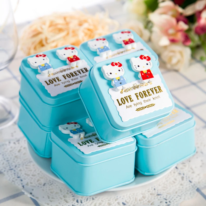 

20pcs European style wedding wedding candy box creative candy boxes hellokitty cat tin wedding supplies wholesale
