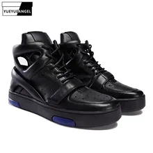 Летние мужские сандалии с перфорацией в английском стиле, дышащая обувь из натуральной кожи на нескользящей платформе, мужские черные вьетнамки на шнуровке