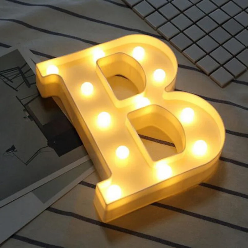 B Led Marquee письмо загорается Винтаж цирк Стиль Алфавит ночник знак подарки - Цвет: B