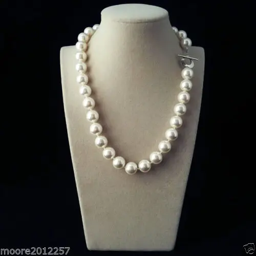 

Free Shipping >>12mm White South Sea Shell Pearl round beads Necklace 18