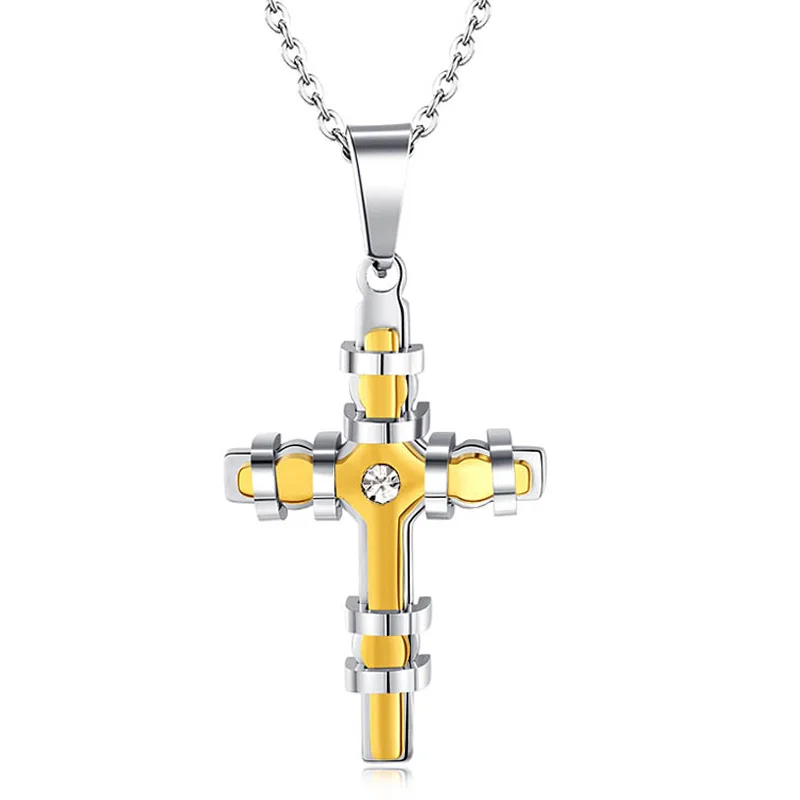 Unique Cross Pendant Stainless Steel Necklace Men Jewelry Collares