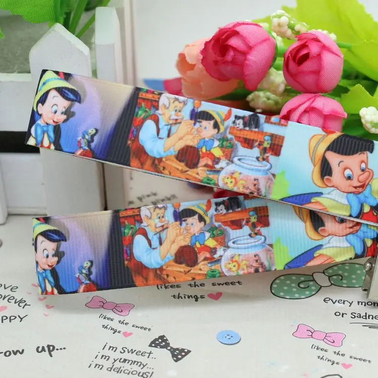 

7/8'' Free shipping Pinocchio printed grosgrain ribbon hairbow diy party decoration wholesale OEM 22mm P2323