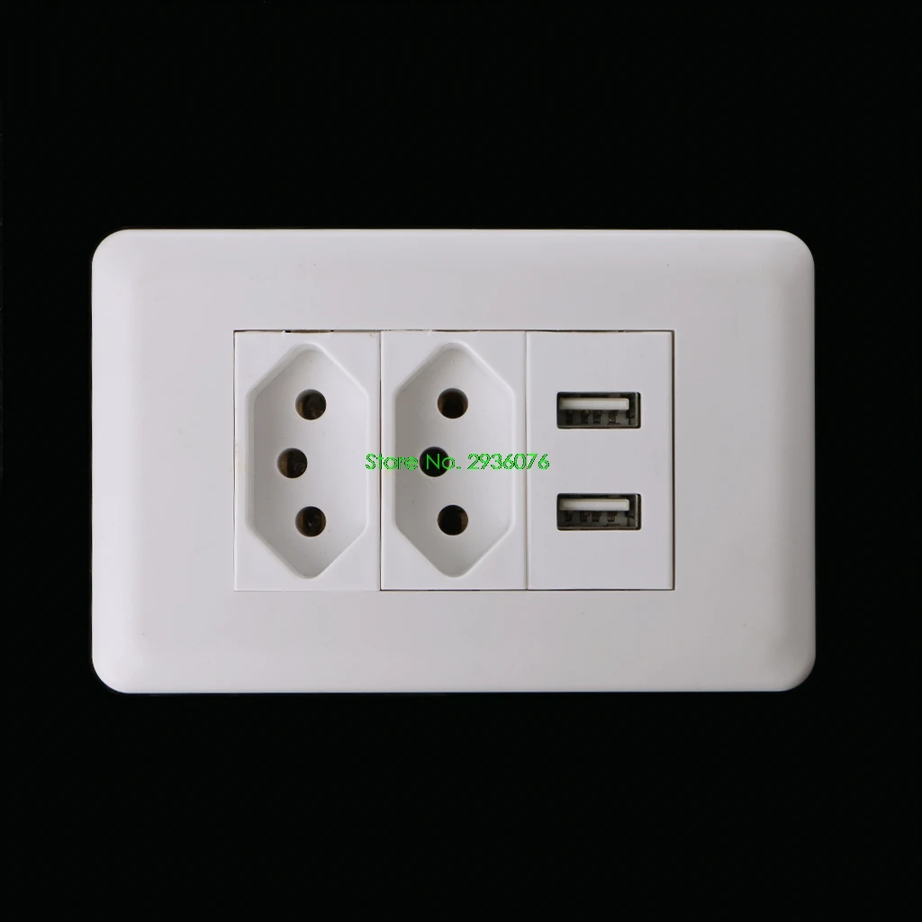 

15A Wall Double Standard Power Socket Adapter Dual Ports USB Charger Panel 5V 2.1A Drop Shipping Support