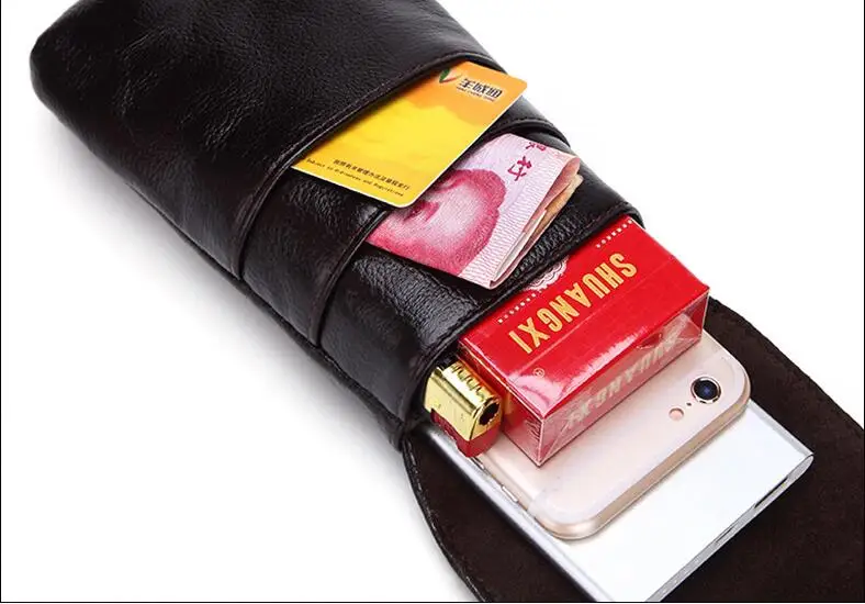 Высококачественная поясная сумка из натуральной кожи, мужская сумочка для сигарет, Мужская Военная поясная сумка, Повседневная сумка для мобильного телефона