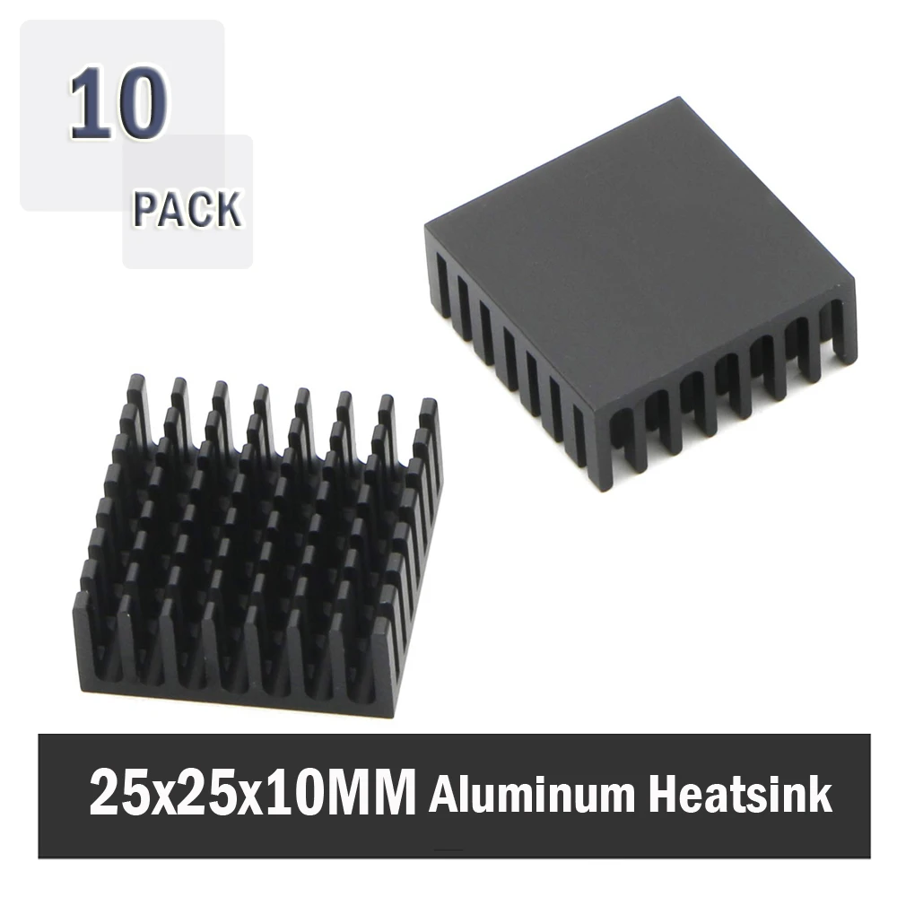 FemiaD Aluminum Cooler Radiator Heat Sink Heatsink 25mm x 25mm x 10mm 5pcs Black 