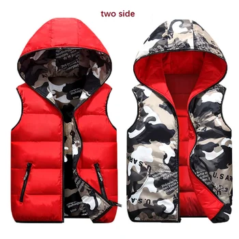 

Uwback Men Camouflage Vest Hooded Super Warm Winter Jackets Vest Two Side Slim Down Waistcoat Windbreaker Cool Chaleco 4XL XA429