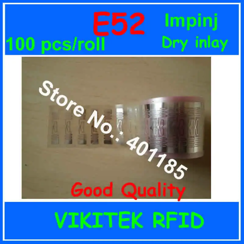 

UHF RFID dry inlay Impinj E52 100pcs per roll 860-960MHZ Monza5 915M EPC C1G2 ISO18000-6C can be used to RFID tag and label